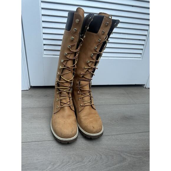 Timberland 14 inch premium calf boots wheat tan sz 6.5 women’s - Picture 3 of 6